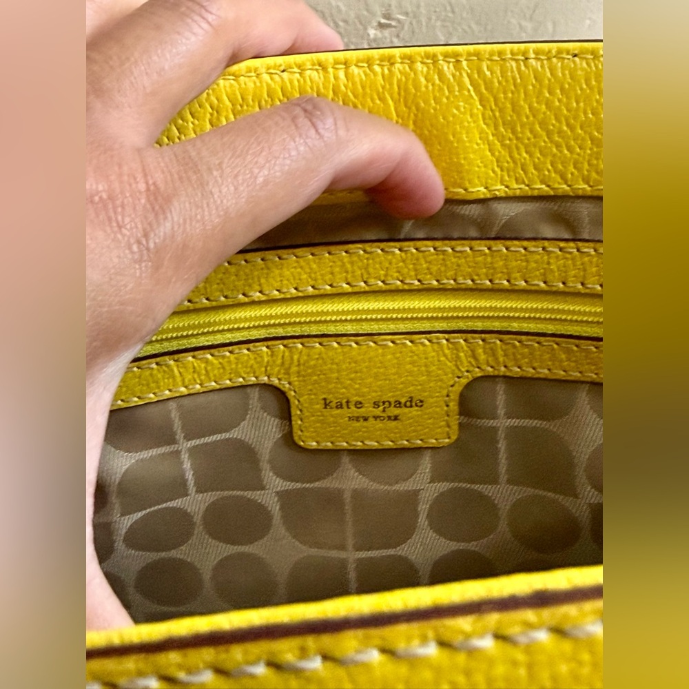 kate spade Yellow Leather Tote with Scarf Accent EUC - Picture 9 of 9